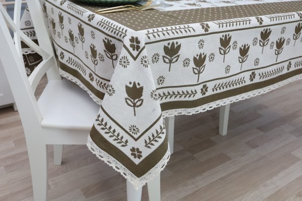 Bawełniany obrus Brązowe Tulipany / Kup jeden, drugi gratis! - obrazek 2