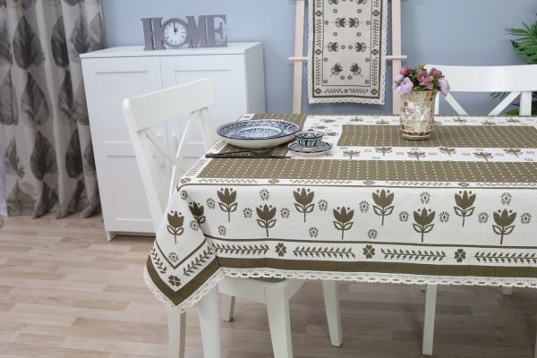 Bawełniany obrus Brązowe Tulipany / Kup jeden, drugi gratis!