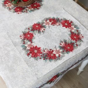 Kalėdinė stalo servetėlė Puansetijų Vainikas