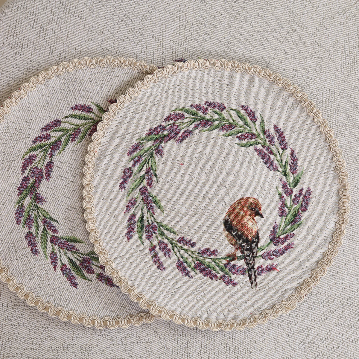 Okrągła serwetka stołowa Ptaki - obrazek 2