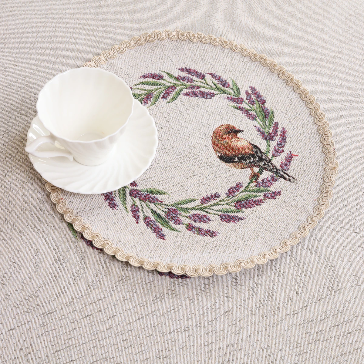 Okrągła serwetka stołowa Ptaki - obrazek 4