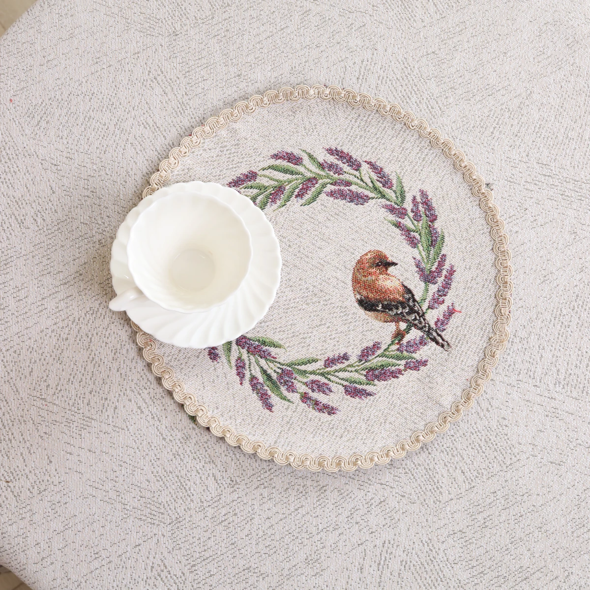Okrągła serwetka stołowa Ptaki - obrazek 5