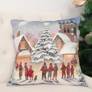 Dwustronna poszewka na poduszkę Świąteczny plac (błyszcząca)