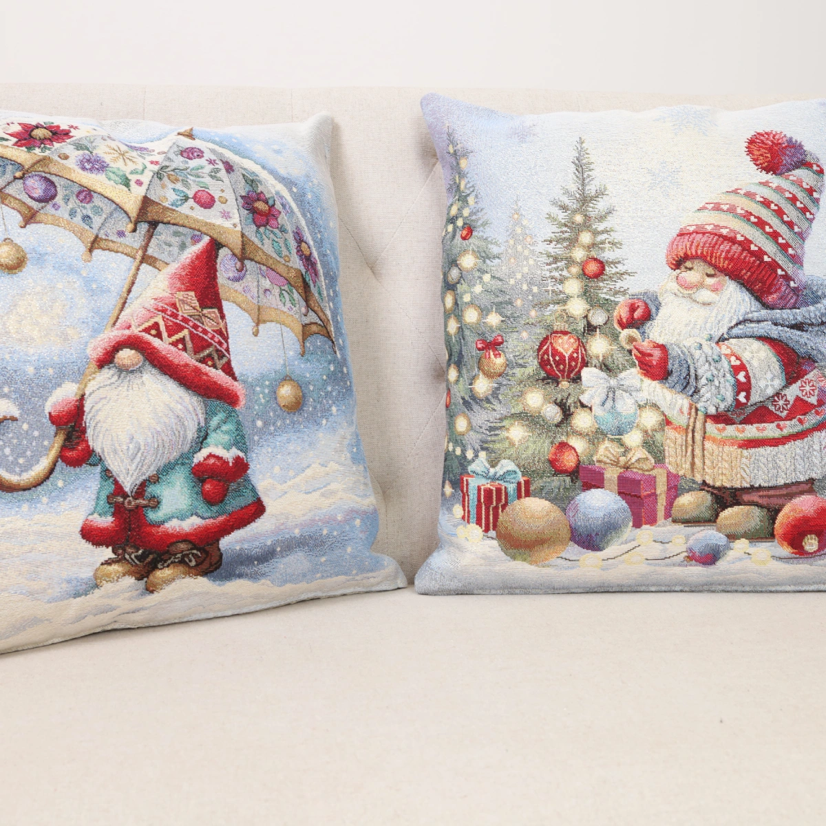 Dwustronna poszewka na poduszkę Zimowy podróżnik (błyszcząca) - obrazek 4