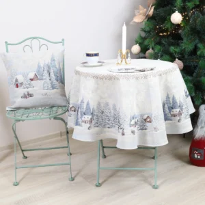 Okrągły obrus świąteczny Śnieżna baśń