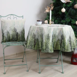 Okrągły obrus świąteczny Las (błyszczący)