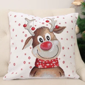 Dwustronna poszewka na poduszkę Renifer i zabawki