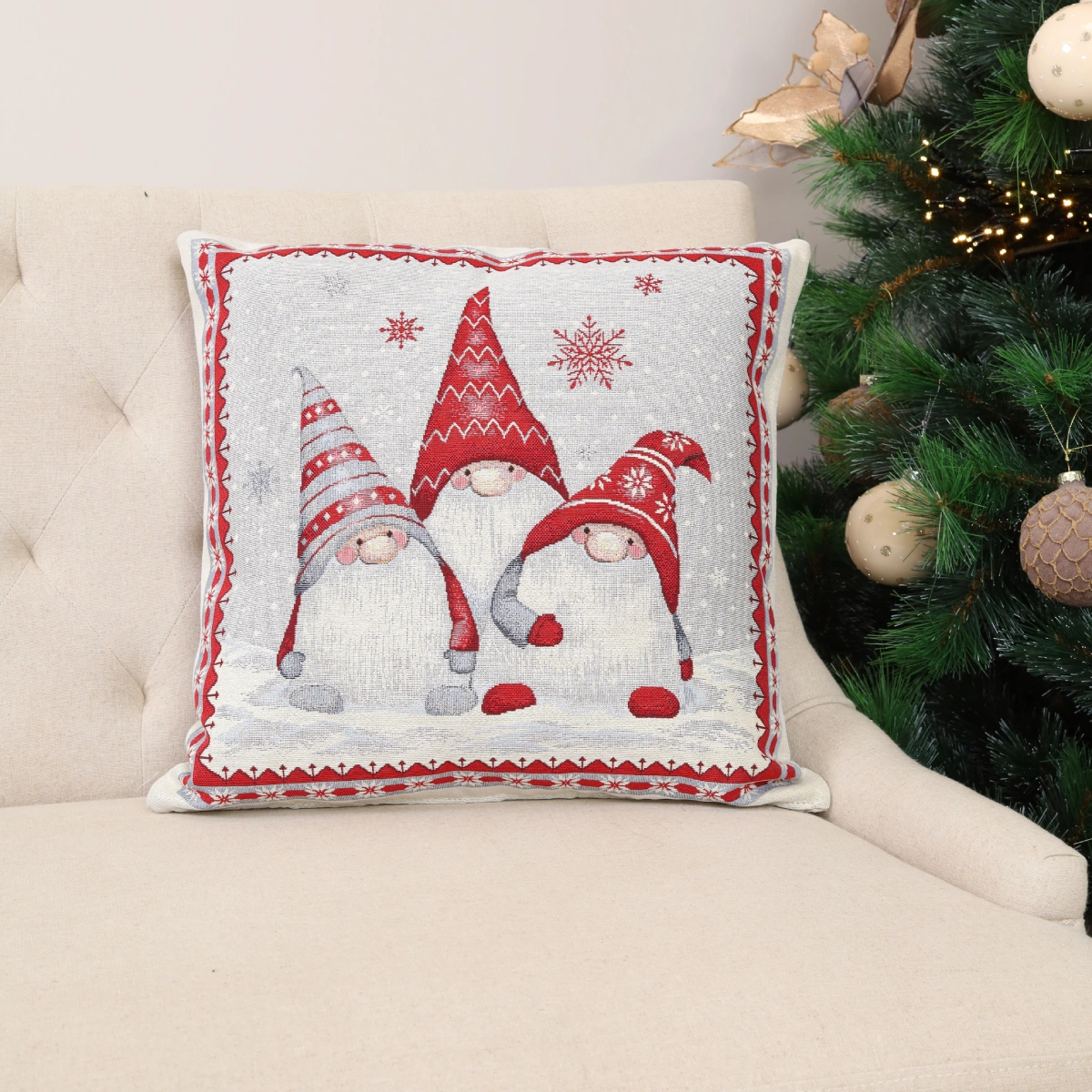 Dwustronna poszewka na poduszkę Trio skrzatów (błyszcząca) - obrazek 3