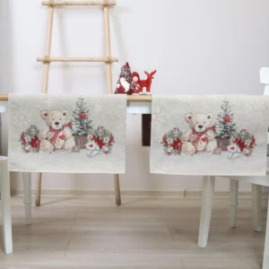 Bieżnik świąteczny Miś z prezentami (błyszczący)