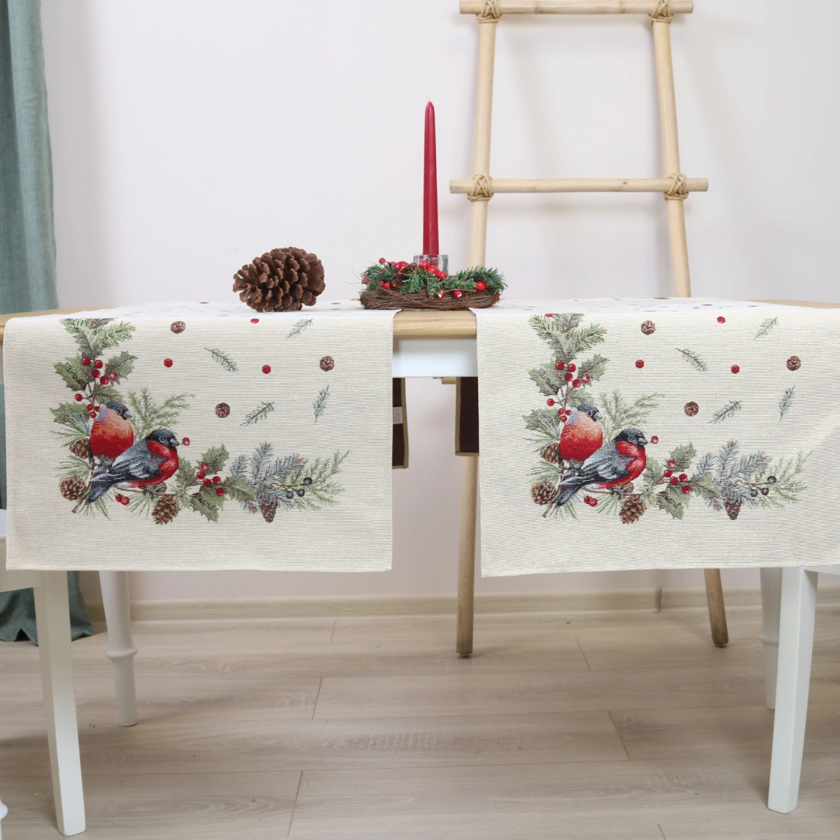 Bieżnik świąteczny Gile i jarzębina (błyszczący)