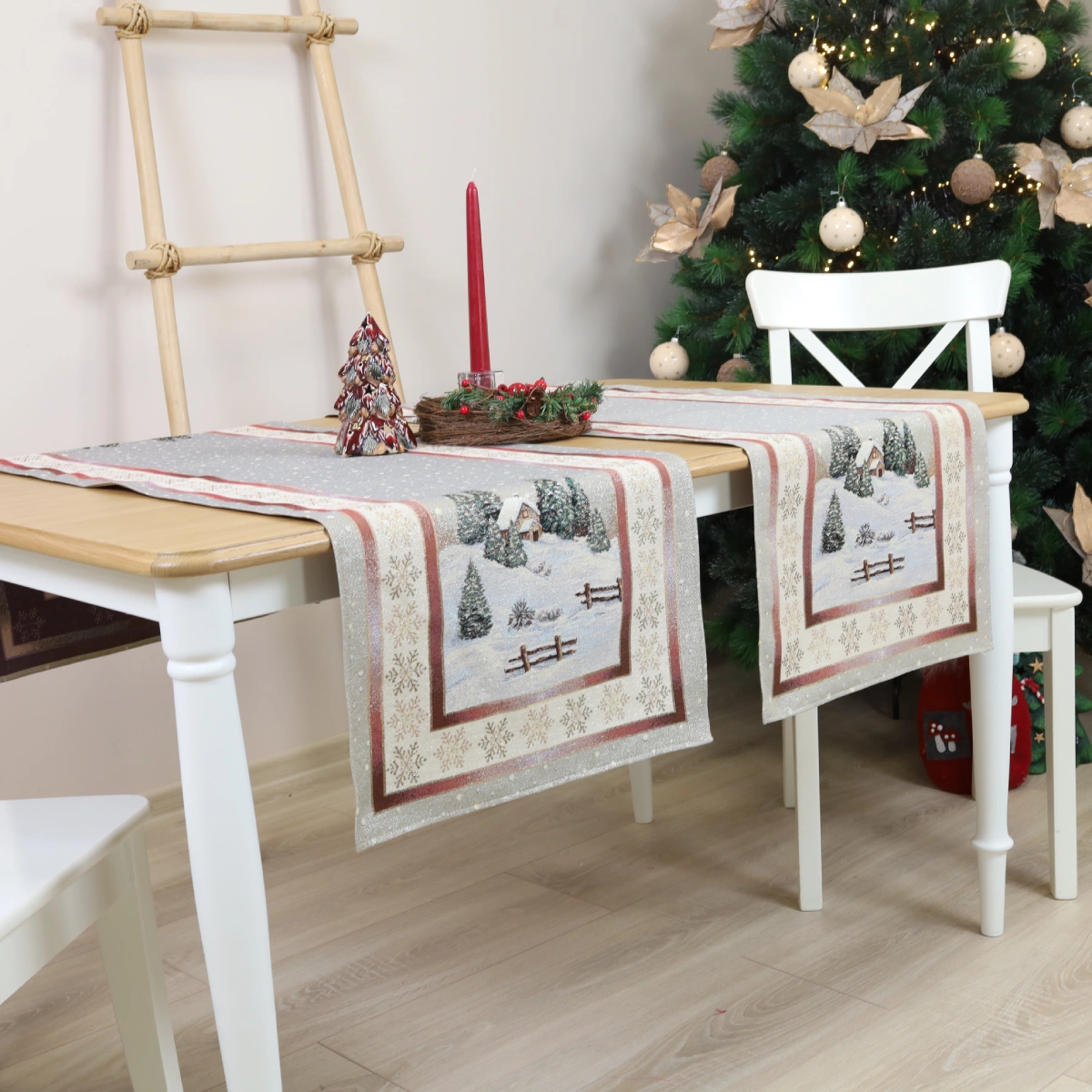 Bieżnik świąteczny Zimowy spokój (błyszczący) - obrazek 5