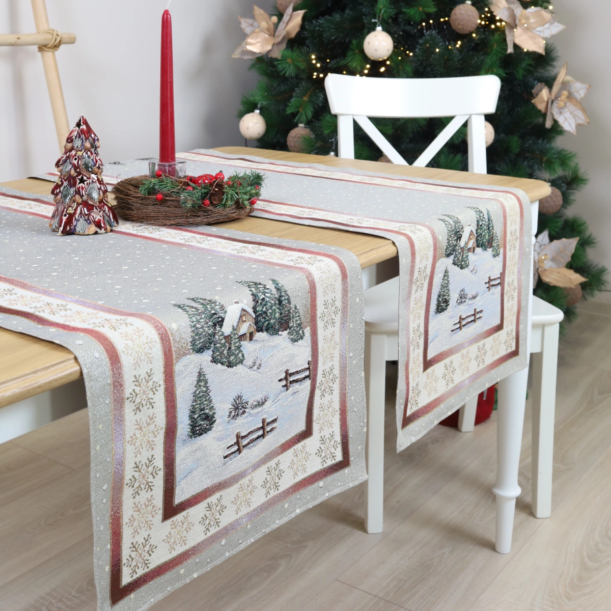 Bieżnik świąteczny Zimowy spokój (błyszczący) - obrazek 4