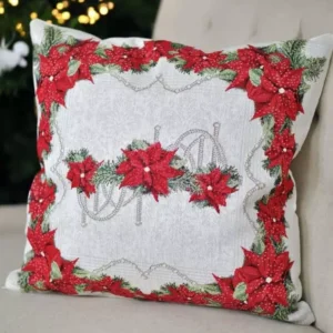 Świąteczna poszewka na poduszkę Świąteczne kwiaty