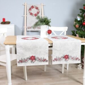 Bieżnik świąteczny Wieniec z poinsecji