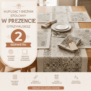 Bieżnik stołowy + prezent, 2 szt. serwetek